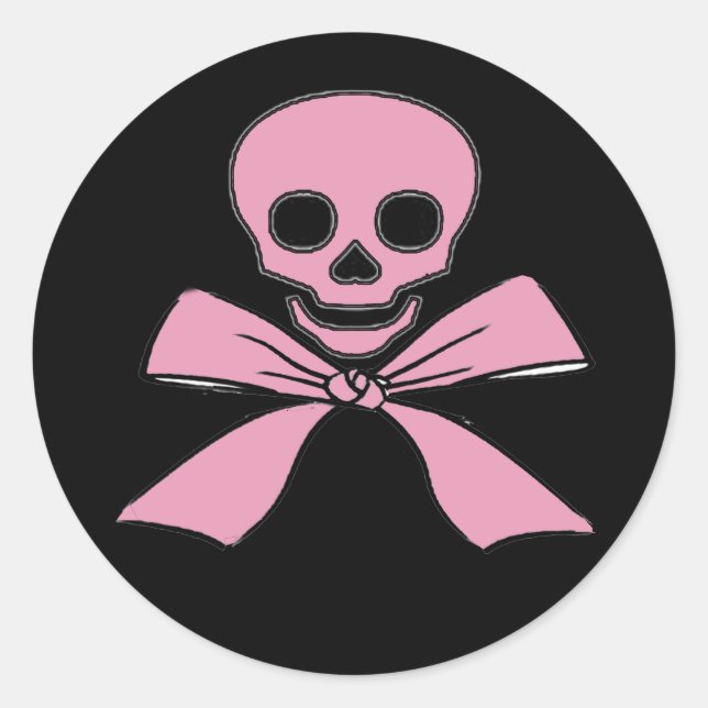 Pegatinas piratas de la cinta rosa Jolly Roger Chi (Anverso)