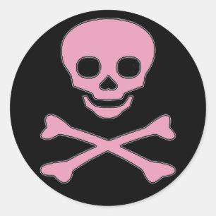 Pegatinas piratas de Pink Jolly Roger Chica