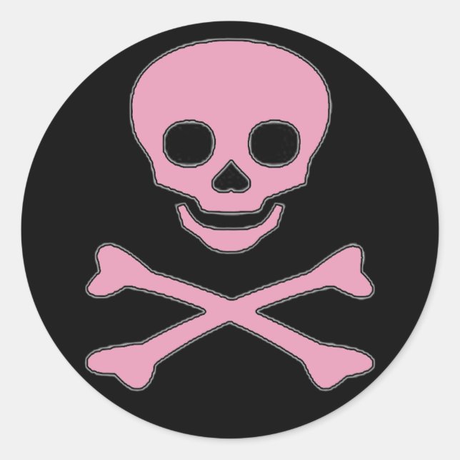 Pegatinas piratas de Pink Jolly Roger Chica (Anverso)