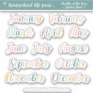 Pegatinas planificadores retro meses del año del a