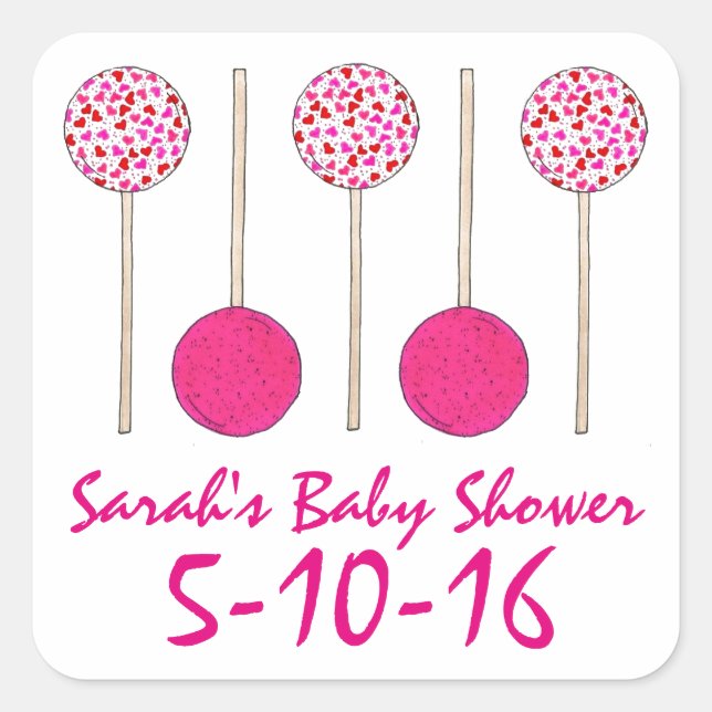 Pegatinas pop personalizadas de pastel rosado de B (Anverso)