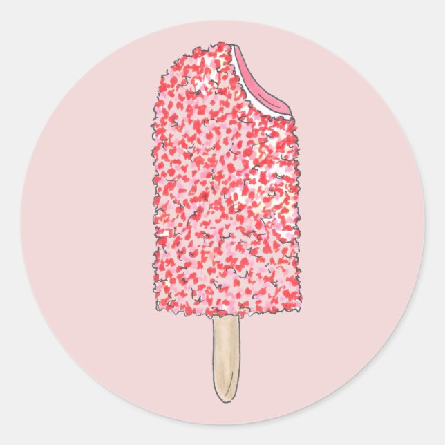 Pegatinas Popsicales De Fresa Rosa Eclair Ice Crea (Anverso)