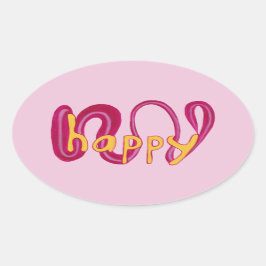 Pegatinas positivos del mundo feliz magenta rosa a