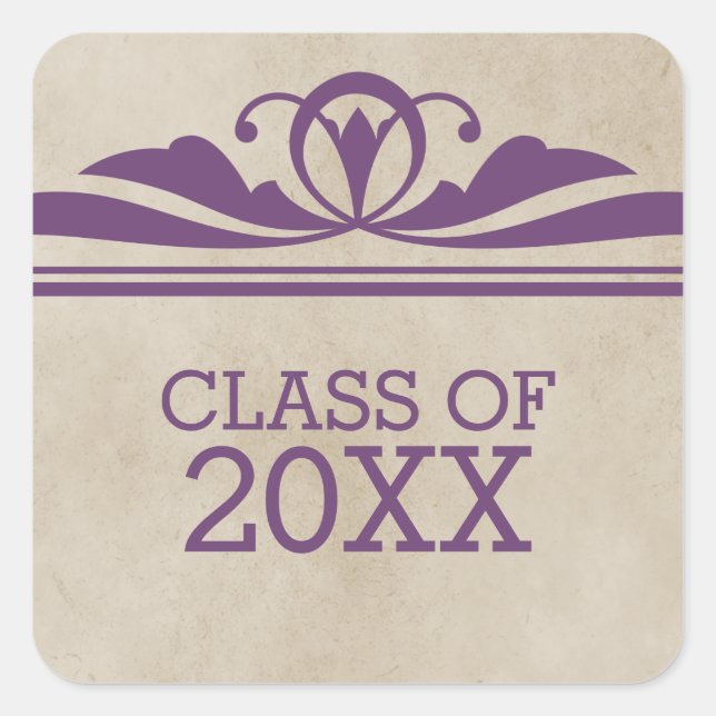 Pegatinas Purple Elegant Deco de Graduación (Anverso)