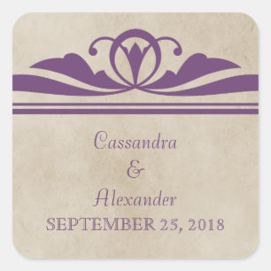 Pegatinas Purple Elegant Deco Wedding