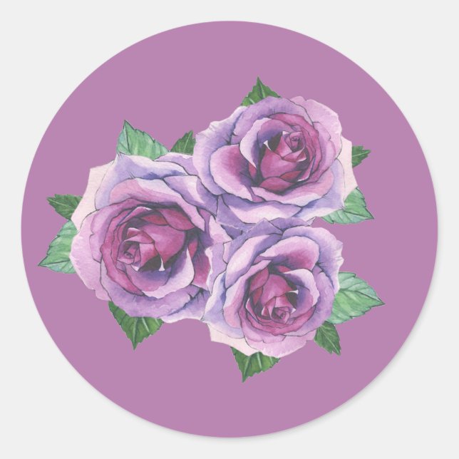 Pegatinas Purple Rose Bouquet Floral (Anverso)