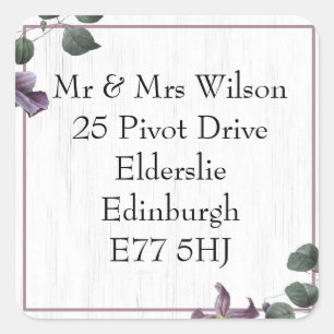 Pegatinas púrpuras de madera blancos de la