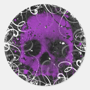 Pegatinas púrpuras y negros del cráneo