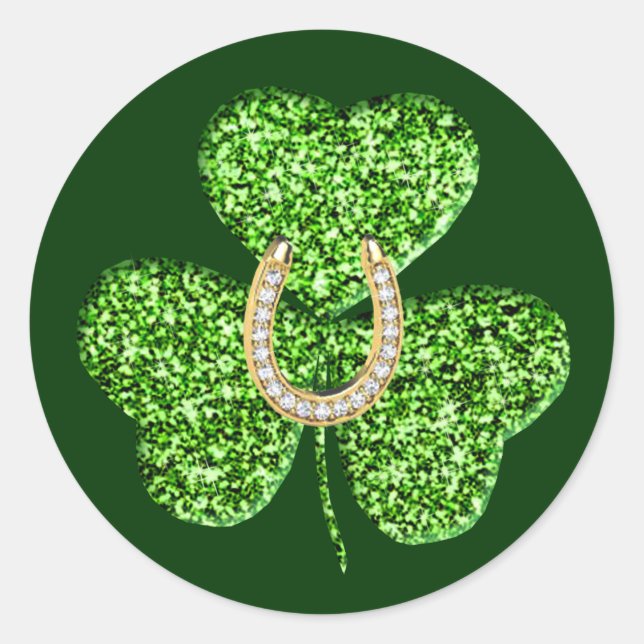 Pegatinas purpurina Shamrock Y Horseshoe (Anverso)