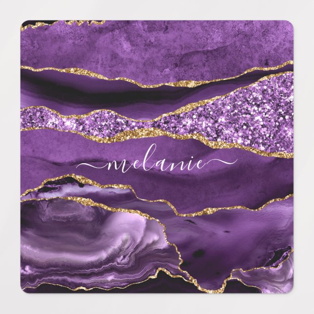 Pegatinas Purpurinas Purple Gold con nombre person (Diseño 1)