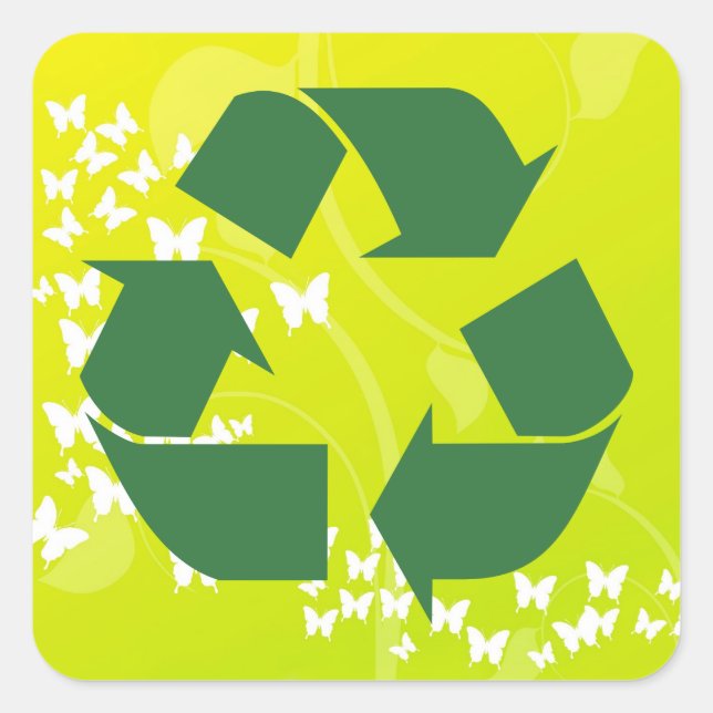Pegatinas RECICLADORES DE mariposa blanca (cuadrad (Anverso)