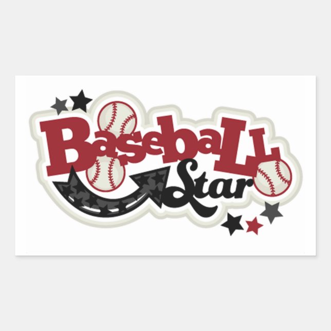 Pegatinas Rectangle/Estrella de Béisbol (Anverso)