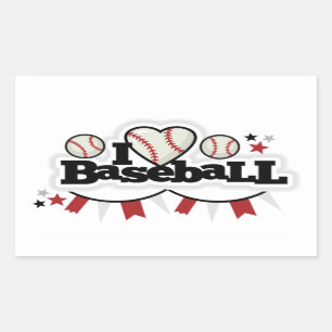 Pegatinas Rectangle/I Amo el Béisbol