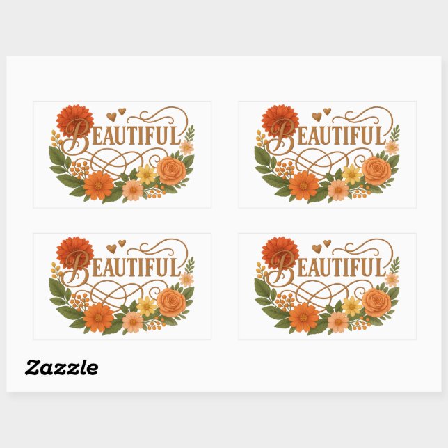 Pegatinas Rectangulares de Estilo Bordado Hermoso (Hoja)