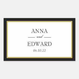 Pegatinas rectangulares de novia y novio con borde