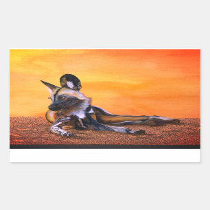 Pegatinas rectangulares de Perro Salvaje Africano