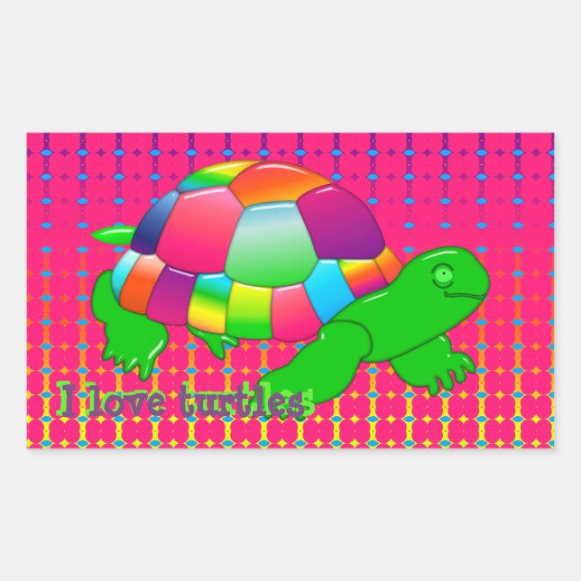 Pegatinas Rectangulares De Tortuga De Cristal Lil (Anverso)