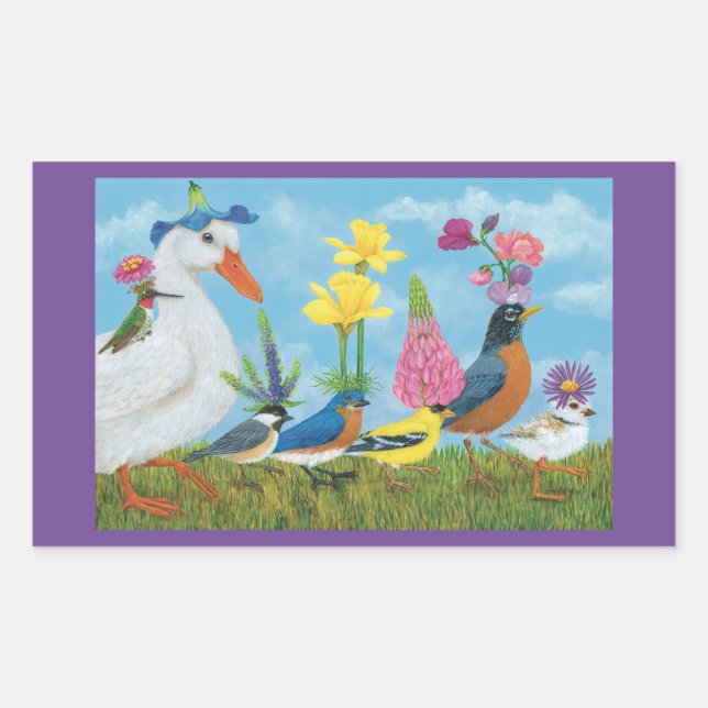 Pegatinas rectangulares del desfile de primavera (Anverso)