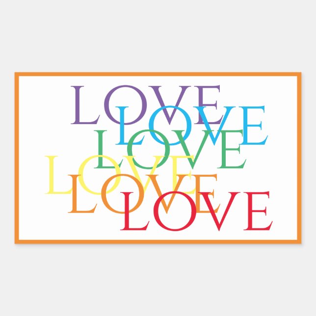 PEGATINAS Rectángulo de AMOR DE RAINBOW / Naranja (Anverso)