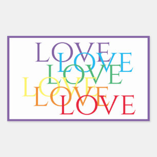 PEGATINAS Rectángulo de AMOR DE RAINBOW / Púrpura