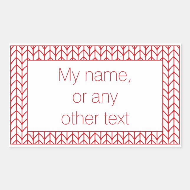 PEGATINAS Rectángulo de KNIT de LÍNEA ROJA + Texto (Anverso)