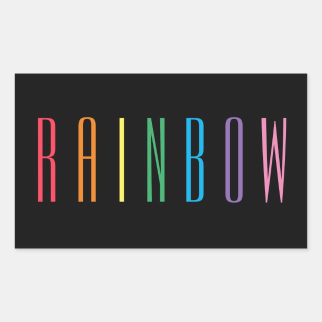 PEGATINAS Rectángulo de RAINBOW / Negro (Anverso)