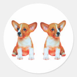 Pegatinas redondas clásicas de adorables cachorros