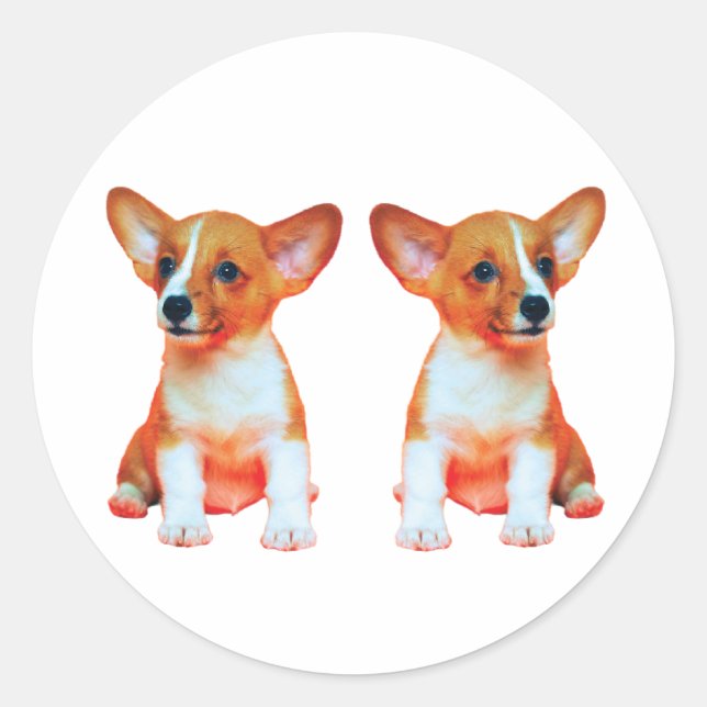 Pegatinas redondas clásicas de adorables cachorros (Anverso)