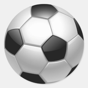Pegatinas redondas clásicas de bolas de fútbol neg