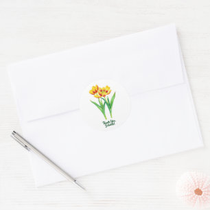 Pegatinas redondas clásicas de tulipanes amarillos