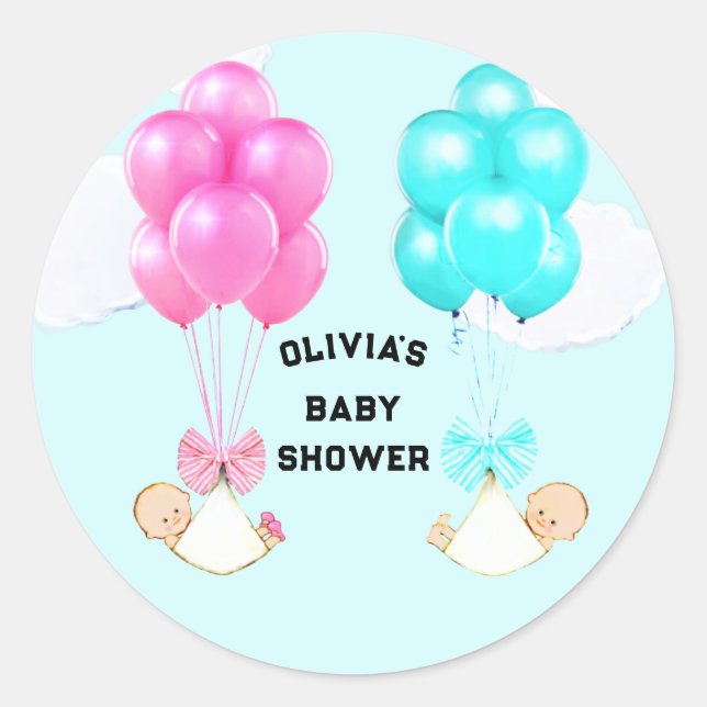 Pegatinas redondas clásicas para baby shower de ge (Anverso)