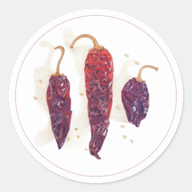 PEGATINAS REDONDAS DE 3" DE PIMIENTOS PICANTES (Anverso)