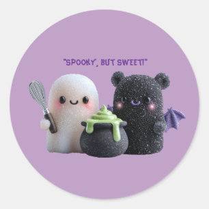 Pegatinas redondas de fantasma y oso lindos, espel