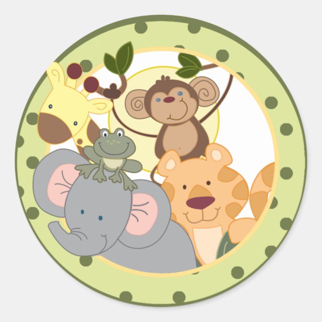 Pegatinas redondas de favor de safari en la jungla (Anverso)