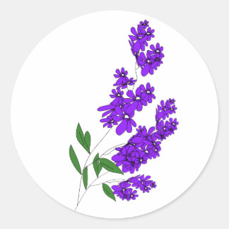 Pegatinas redondas de flor silvestre púrpura