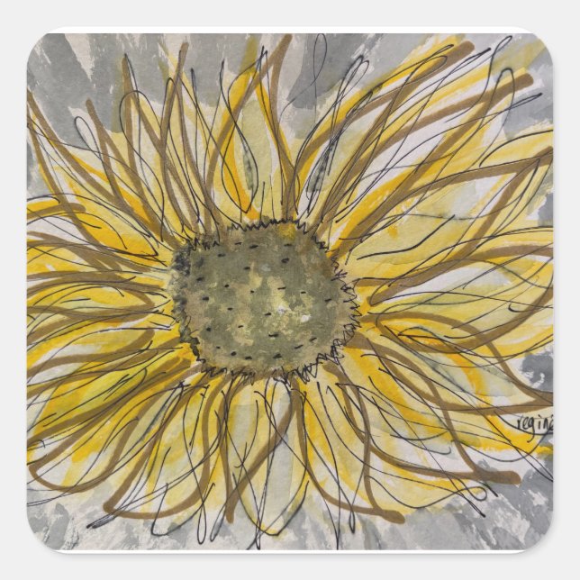 Pegatinas redondas de girasol (Anverso)