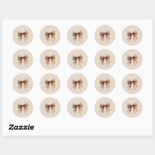 Pegatinas redondas de lazo coquette beige lindas