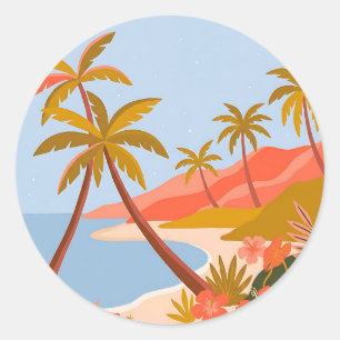 Pegatinas redondas de palmera en la orilla de la i