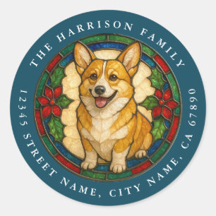 Pegatinas redondas de perro Corgi