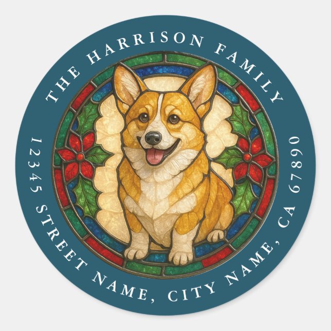 Pegatinas redondas de perro Corgi (Anverso)