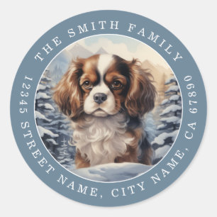 Pegatinas redondas de perro King Charles Cavalier