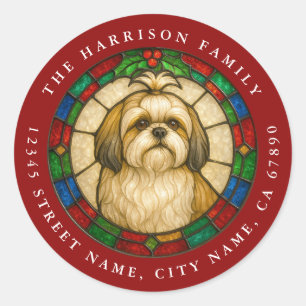 Pegatinas redondas de perro Shih Tzu