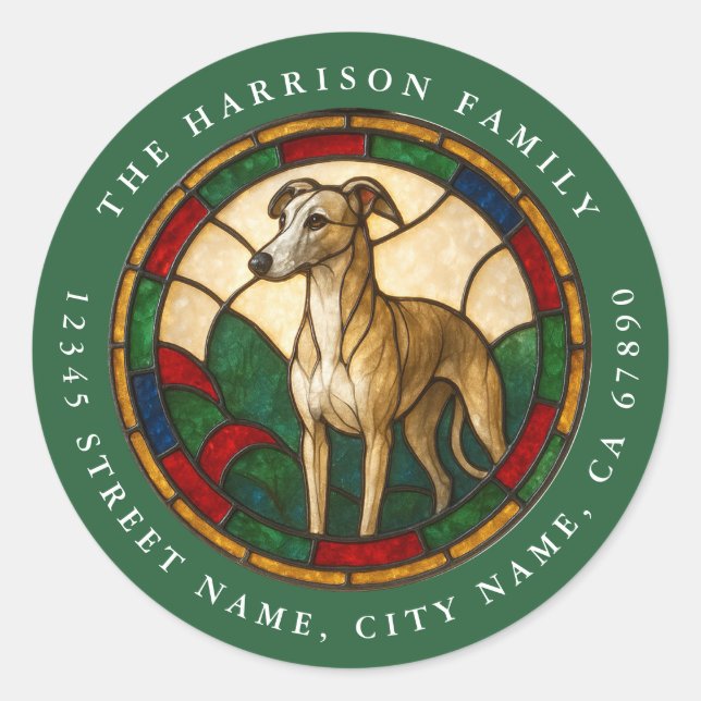 Pegatinas redondas de perro Whippet (Anverso)