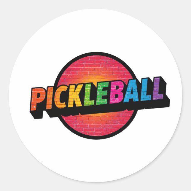 Pegatinas redondas de pickleball (Anverso)