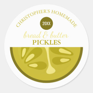 Pegatinas redondas de pickles de pan y mantequilla
