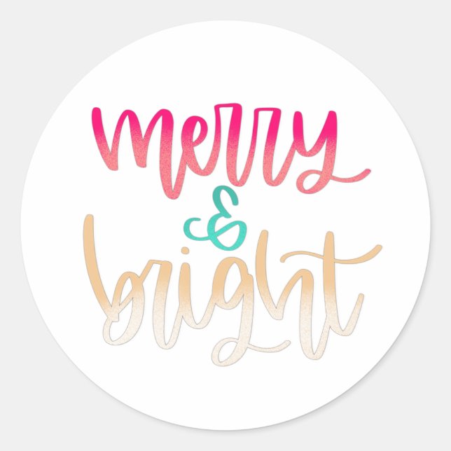 Pegatinas redondas Merry & Bright (Anverso)
