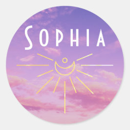 Pegatinas Redondas Nombre Sophia Boho Hippie Sol