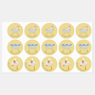 Pegatinas redondas para baby shower de patito