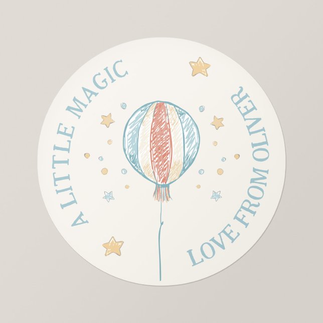 Pegatinas Redondas Personalizadas Día de Sueños co (Balloon Daydream - A Little Magic Personalized Birthday Sticker)