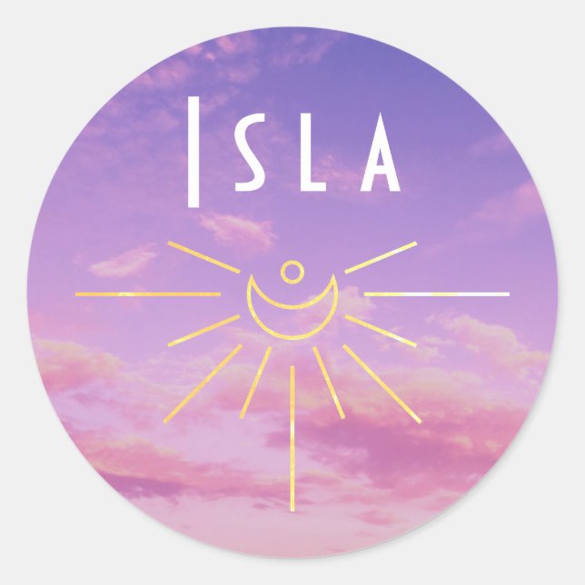 Pegatinas redondas personalizadas Isla Nombre Sol  (Anverso)